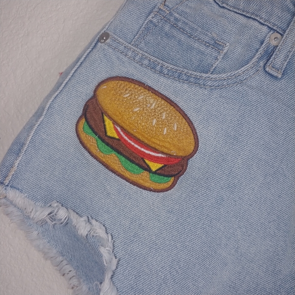 Mossimo high rise shorts hamburger peace patches - Picture 6 of 8